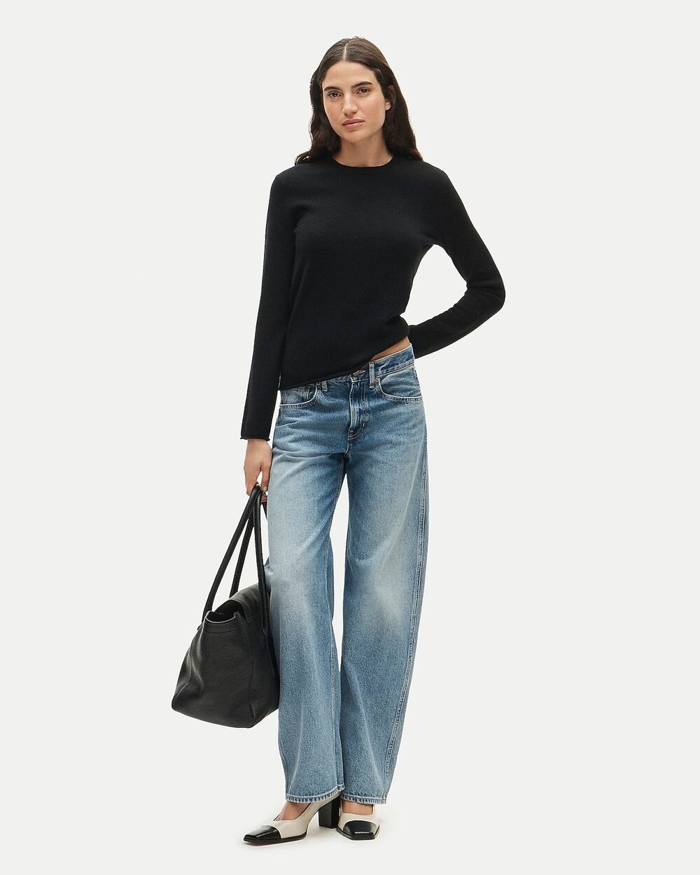 J. Crew Women's Rolled Cashmere Long-Sleeve Sweater Black Size Medium NWT